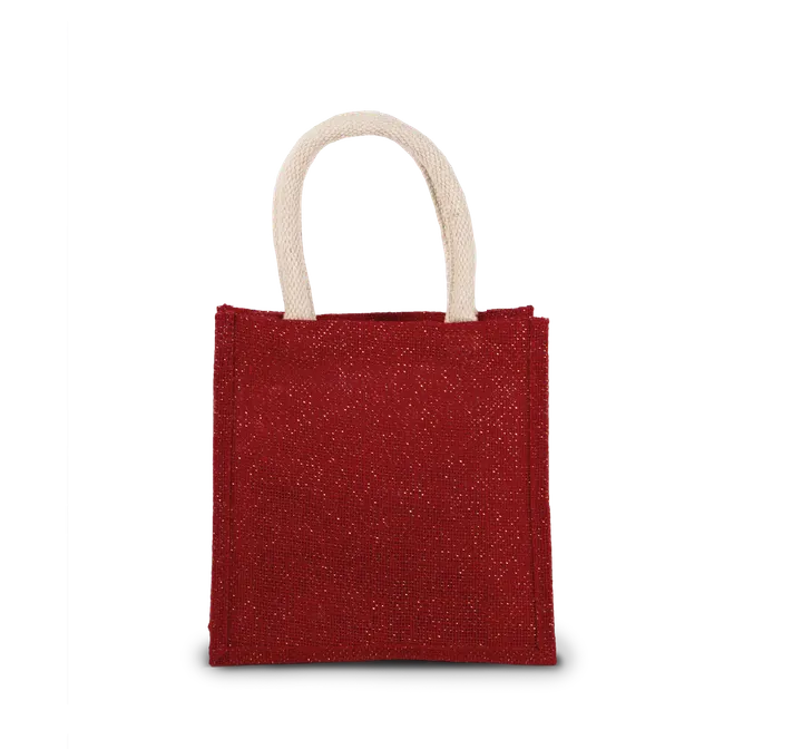 Jutetasche im Cabas-Stil Klein Cherry Red / Gold