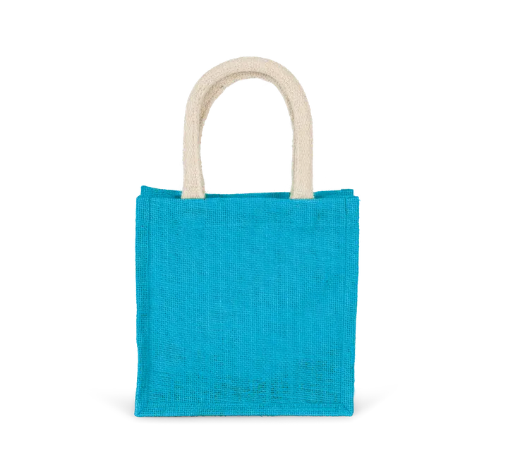 Jutetasche im Cabas-Stil Klein Turquoise