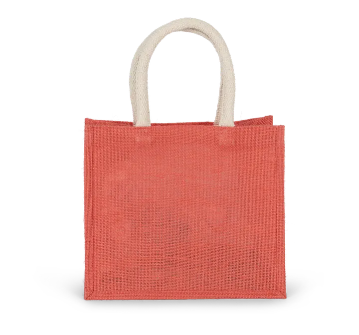 Jutetasche im Cabas-Stil Mittel True Coral