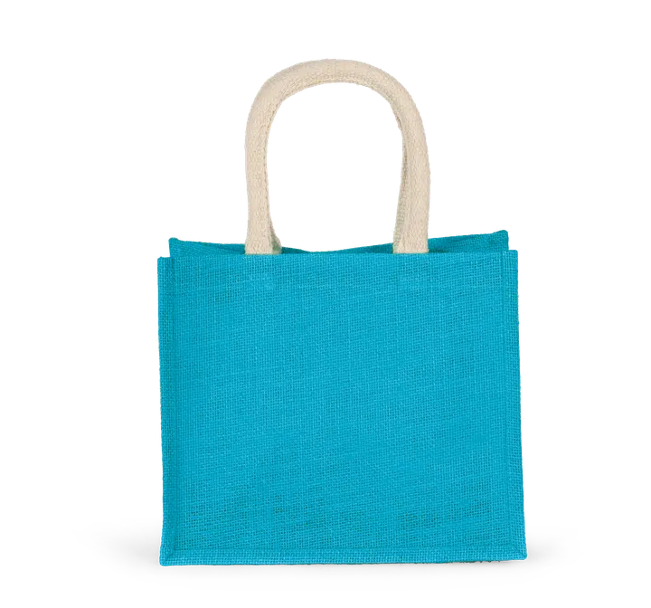 Jutetasche im Cabas-Stil Mittel Turquoise