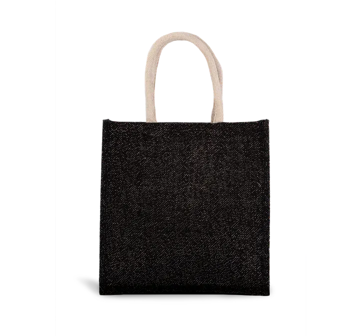 Sac style cabas en toile de jute - grand modèle Black / Silver