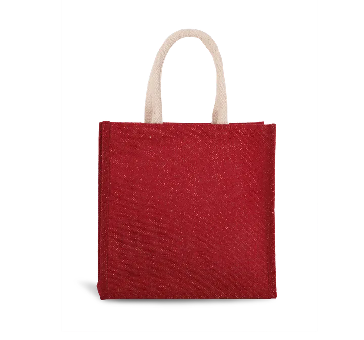Sac style cabas en toile de jute - grand modèle Cherry Red / Gold