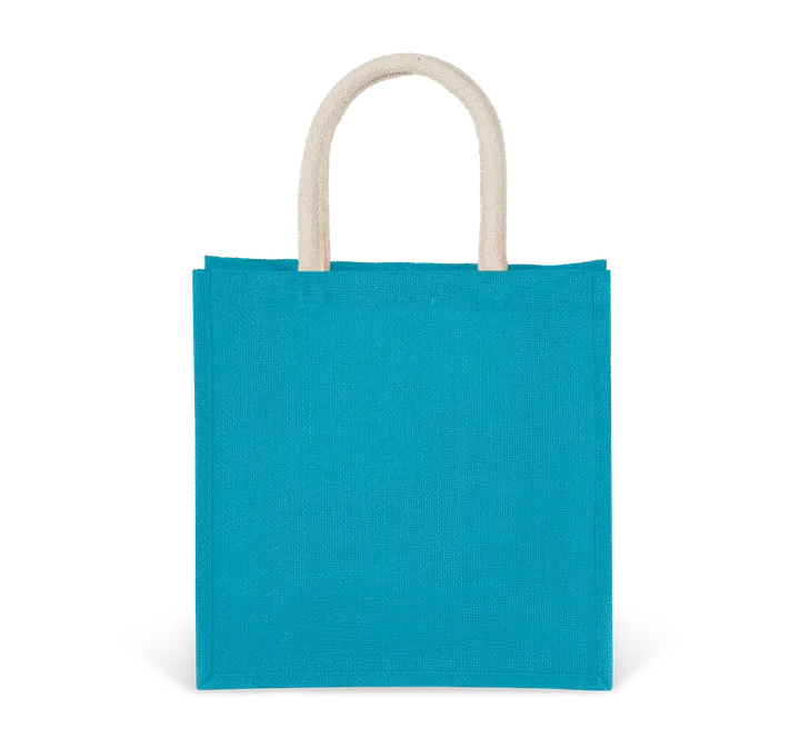 Sac style cabas en toile de jute - grand modèle Turquoise