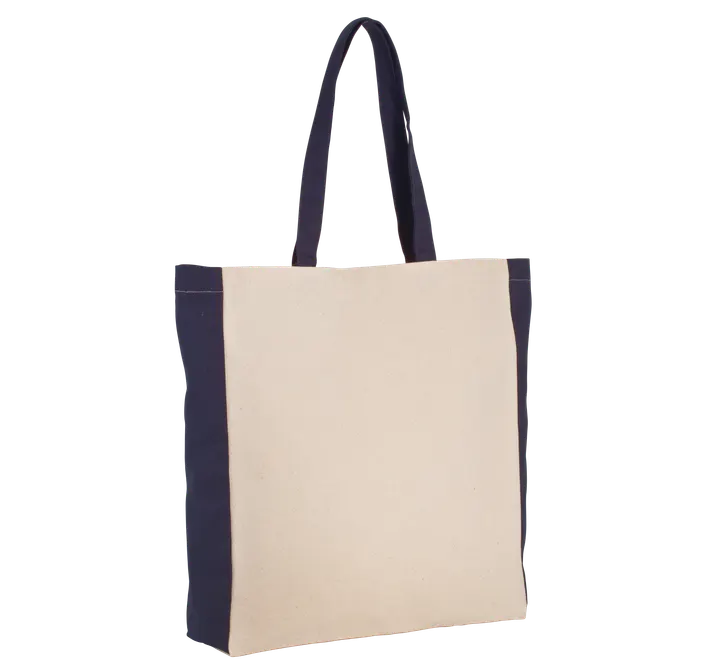 Zweifarbige Tasche im Cabas-Stil Natural / Navy