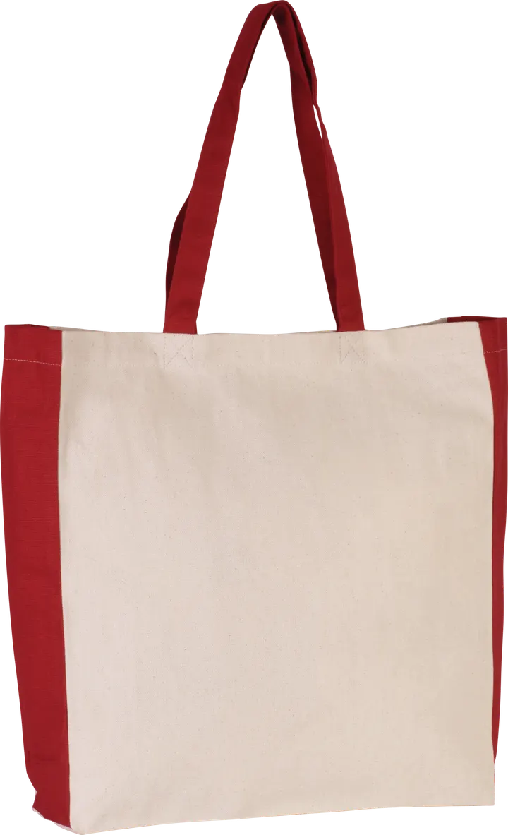 Zweifarbige Tasche im Cabas-Stil Natural / Red