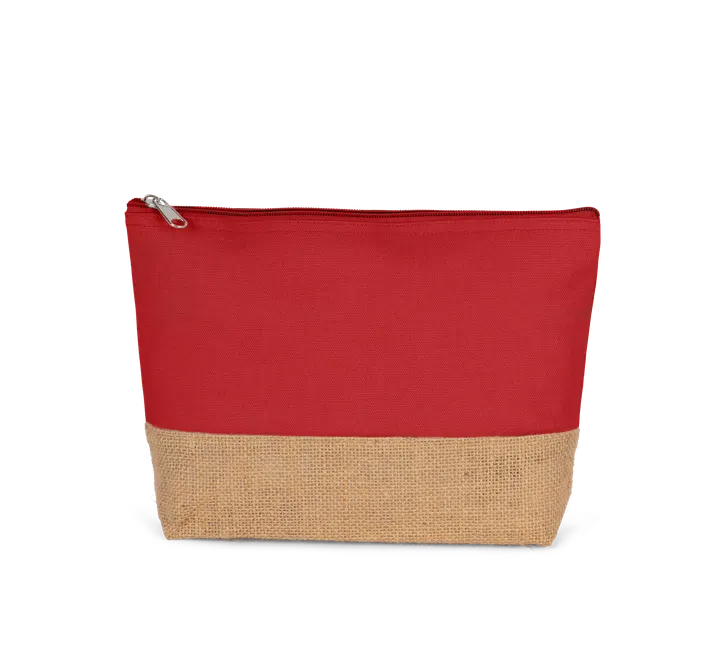 Pochette en toiles de coton et jute Arandano Red / Natural