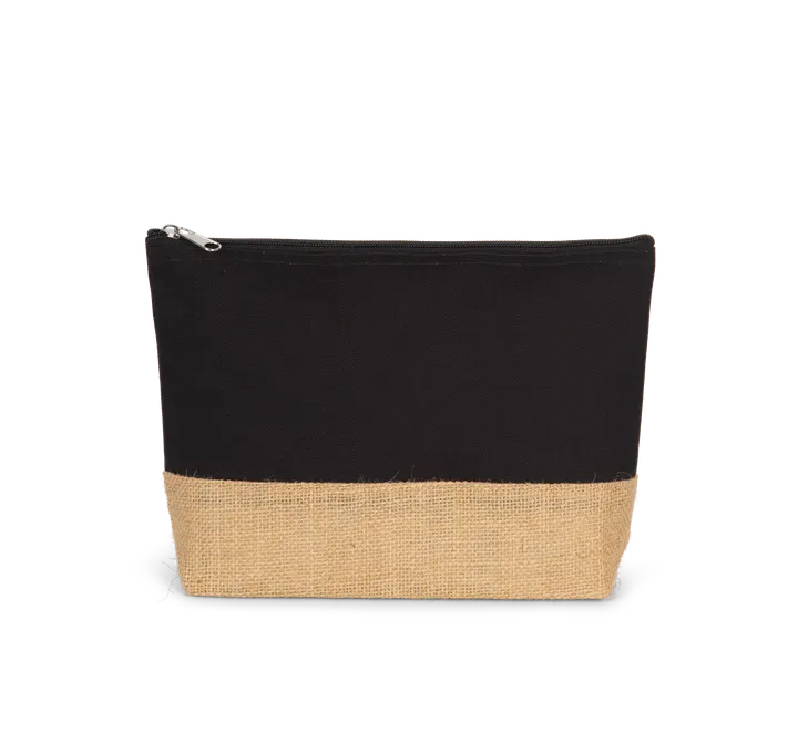 Pochette en toiles de coton et jute Black / Natural