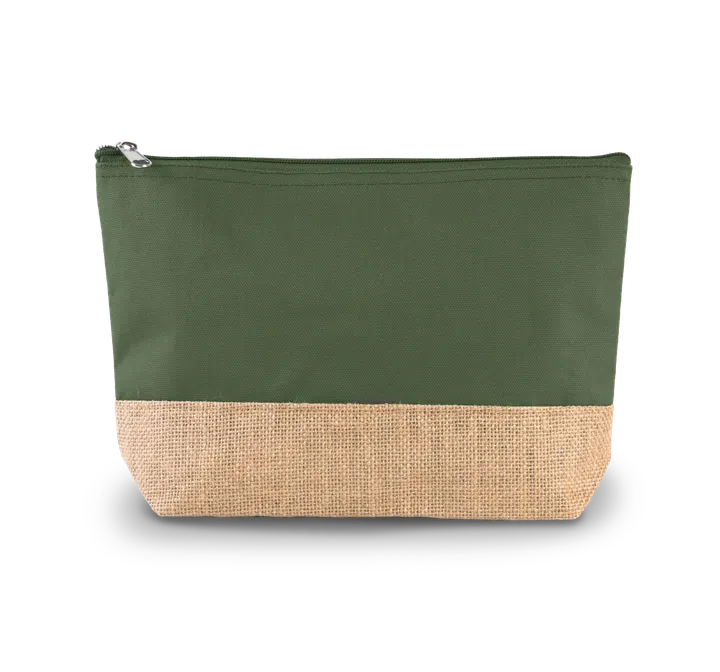 Pochette en toiles de coton et jute Dusty Light Green / Natural