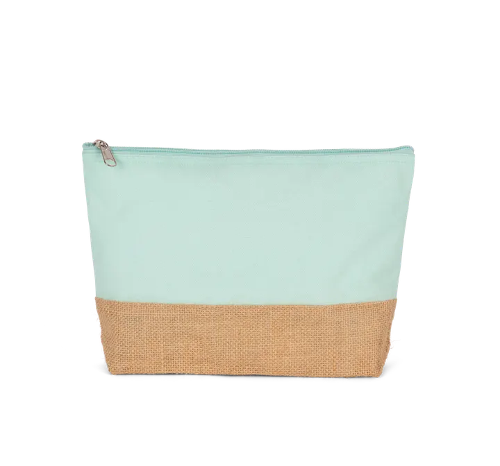 Pochette en toiles de coton et jute Ice Mint / Natural