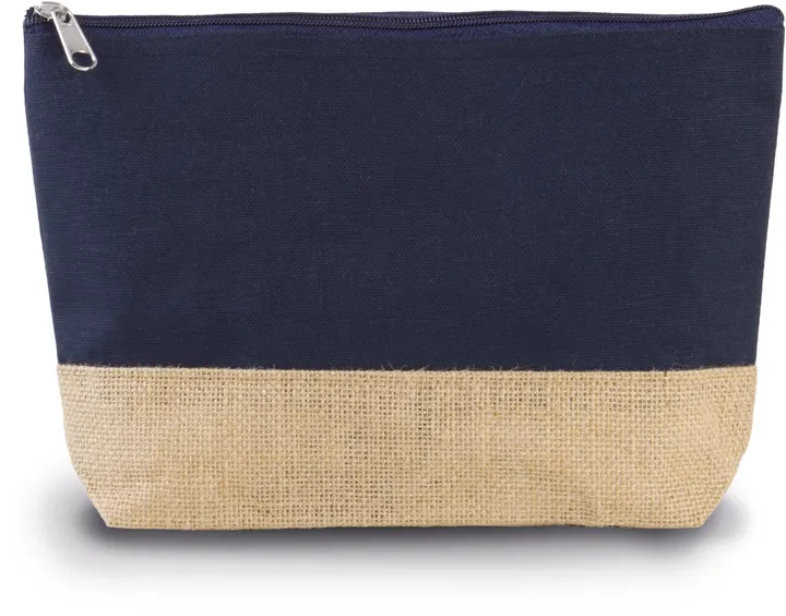 Pochette en toiles de coton et jute Navy / Natural