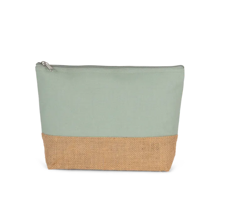 Pochette en toiles de coton et jute Sage / Natural