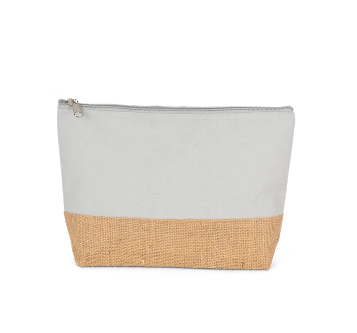 Pochette en toiles de coton et jute Snow Grey / Natural