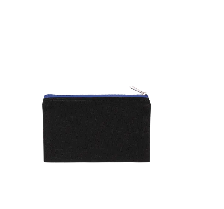 Pochette en coton canvas - petit modèle Black / Royal Blue