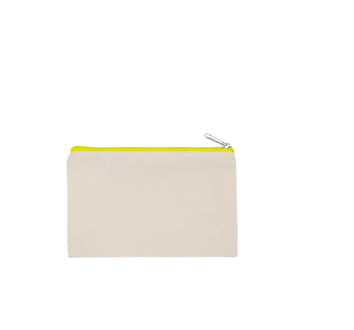 Pochette en coton canvas - petit modèle Natural / Fluorescent Yellow