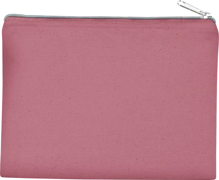 Pochette en coton canvas - modèle moyen Light Marsala / Silver