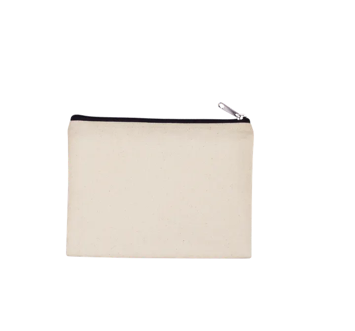 Pochette en coton canvas - modèle moyen Natural / Black