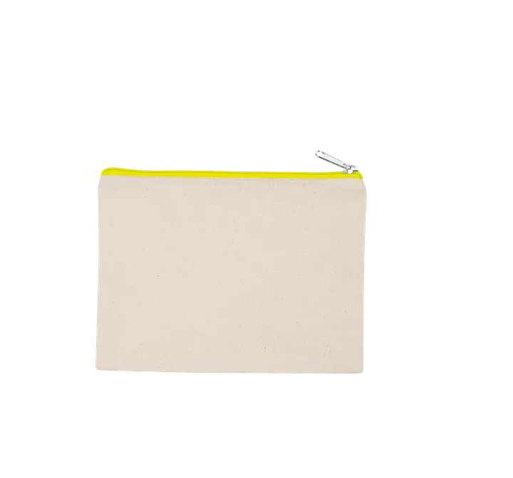 Pochette en coton canvas - modèle moyen Natural / Fluorescent Yellow