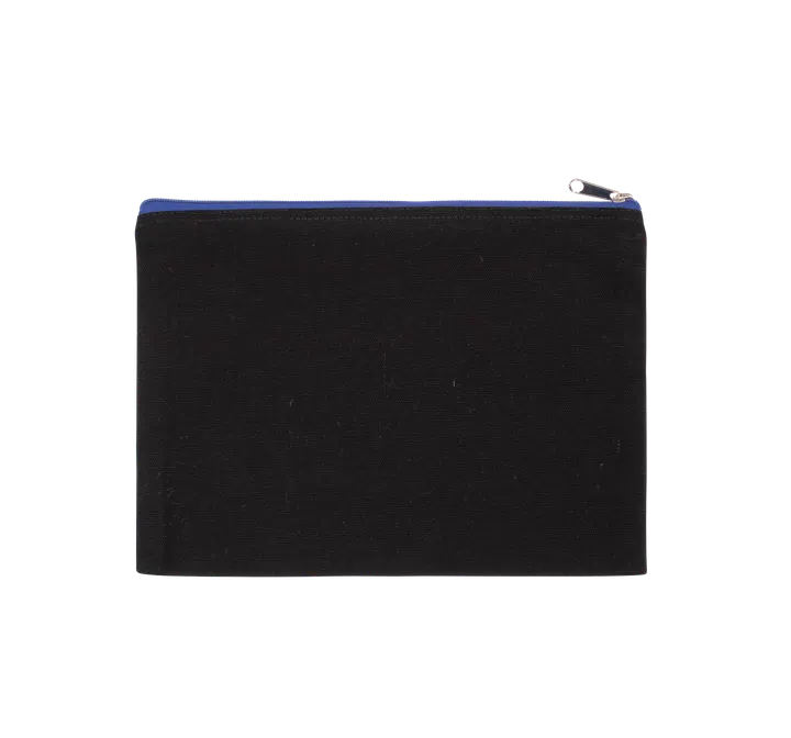 Etui aus Baumwollcanvas - Groß Black / Royal Blue