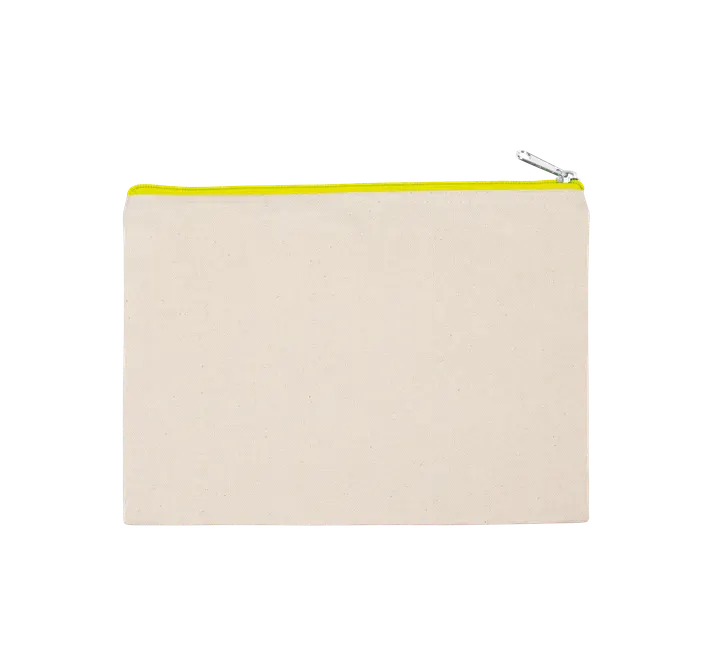 Etui aus Baumwollcanvas - Groß Natural / Fluorescent Yellow