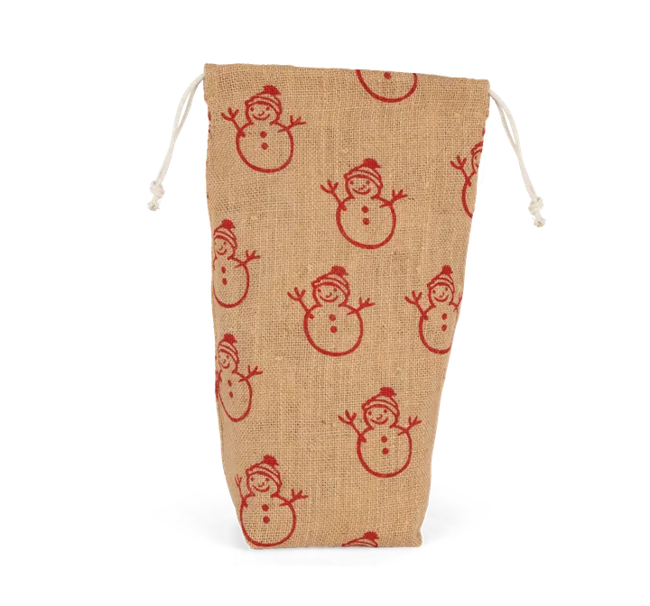 Porte-bouteille avec motifs de Noël Natural / Cherry Red