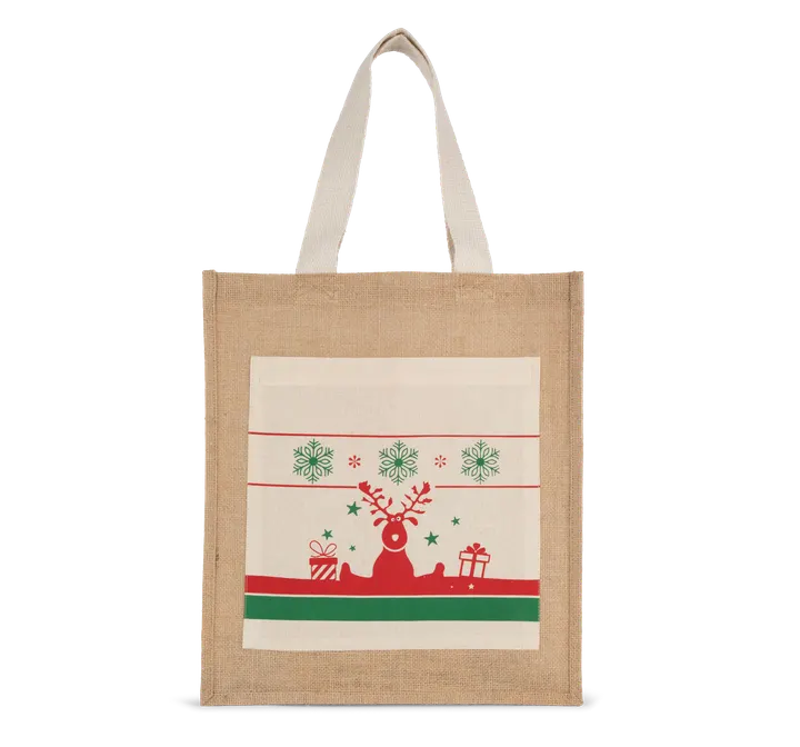 Einkaufstasche mit Weihnachtsmotiven Natural