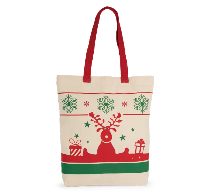 Einkaufstasche mit Weihnachtsmotiven Natural