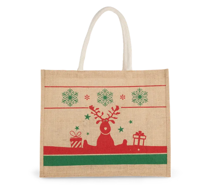 Sac shopping avec motifs de Noël Natural / Cherry Red