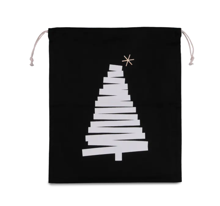Baumwolltasche mit Kordelzug und Tannenbaummotiv Black