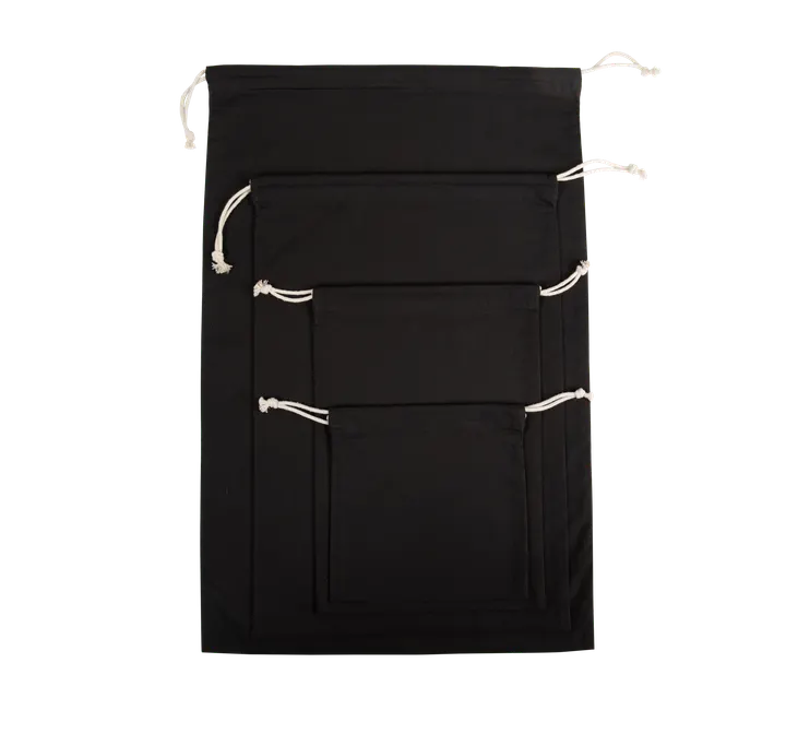 Kordeltasche aus biologischer Baumwolle Black
