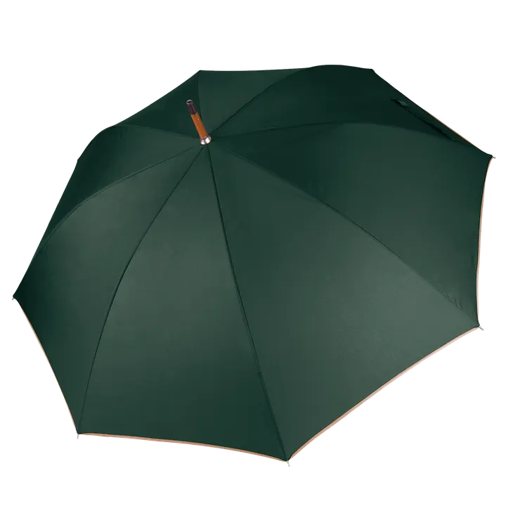 Parapluie mât en bois Bottle Green / Beige