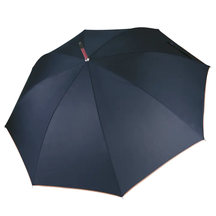 Parapluie mât en bois Navy / Beige