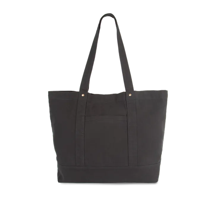 Grand sac shopping à poche latérale Washed Black