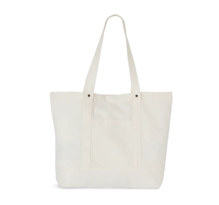 Grand sac shopping à poche latérale Washed Ivory