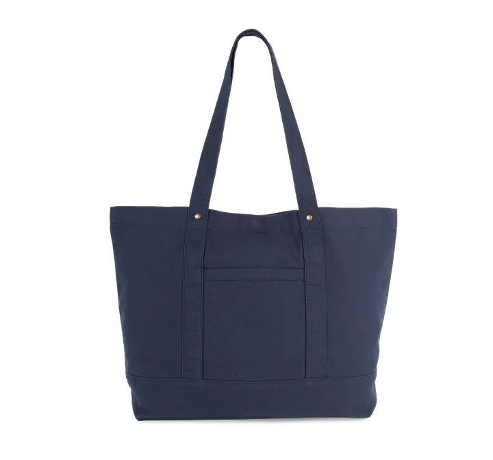 Grand sac shopping à poche latérale Washed Navy