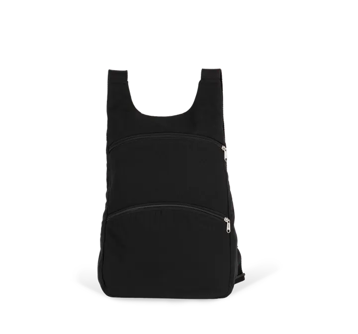 Recycelter Rucksack mit Anti-Diebstahlschutz-Tasche auf der Rückseite Black Night