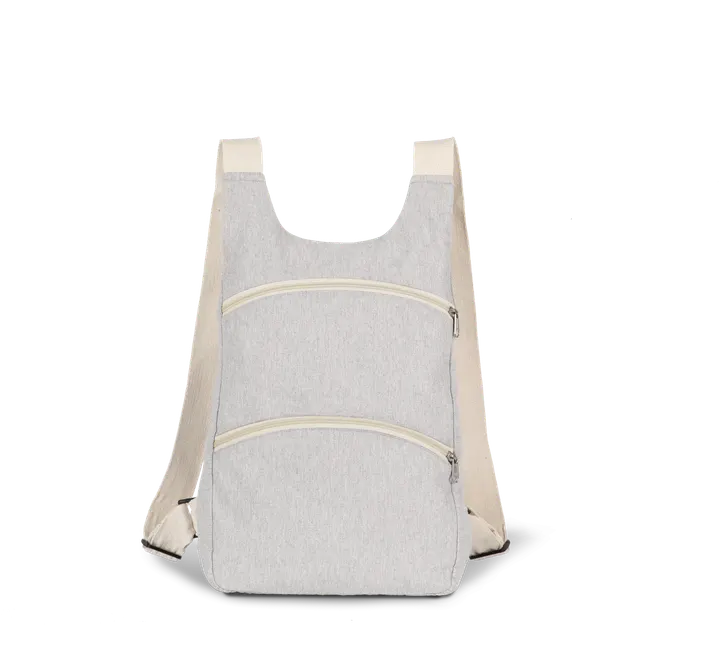 Recycelter Rucksack mit Anti-Diebstahlschutz-Tasche auf der Rückseite Pebble Grey / Ecume