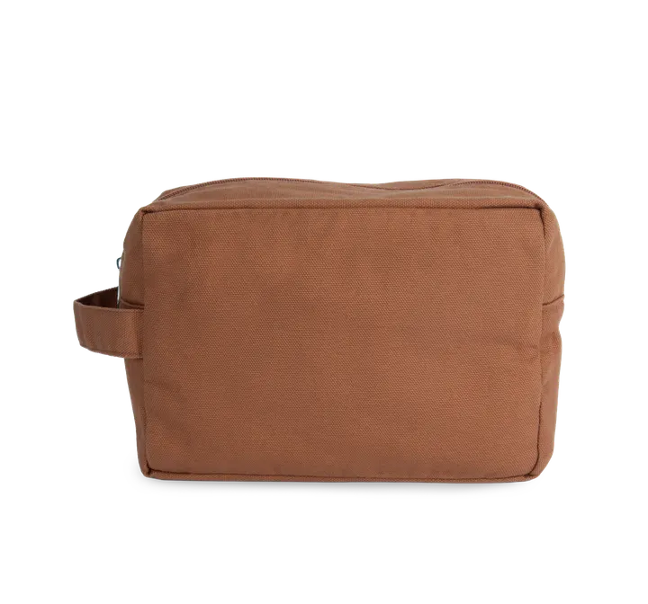 Trousse de toilette en coton biologique Washed Caramel Coffee