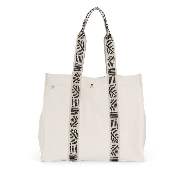 Grand sac shopping recyclé à soufflet Ecume / Nippon Black
