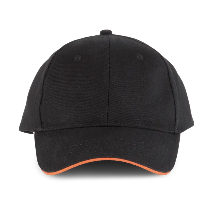 Orlando - casquette 6 panneaux Black / Orange