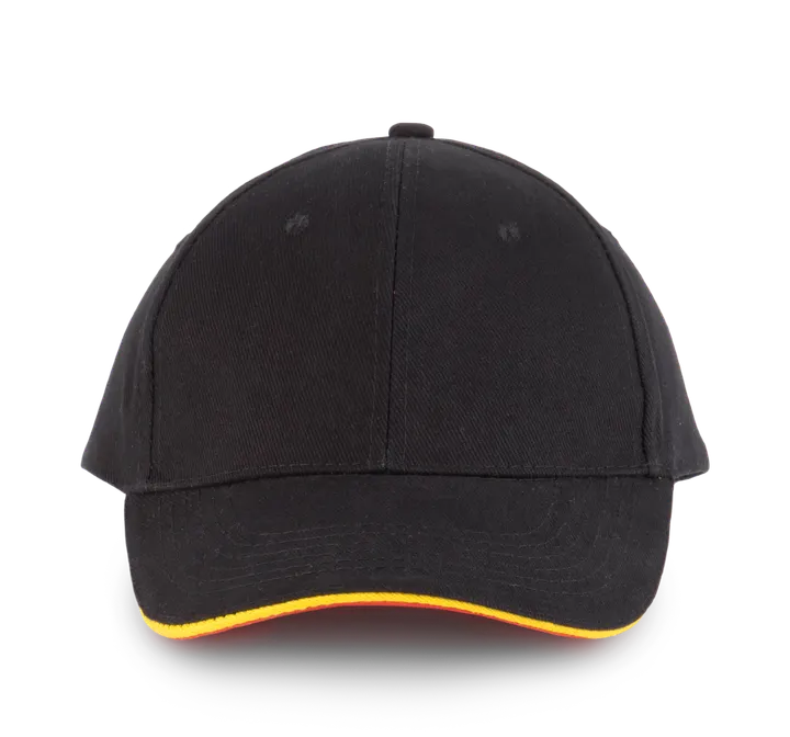 Orlando - casquette 6 panneaux Black / Yellow / Red
