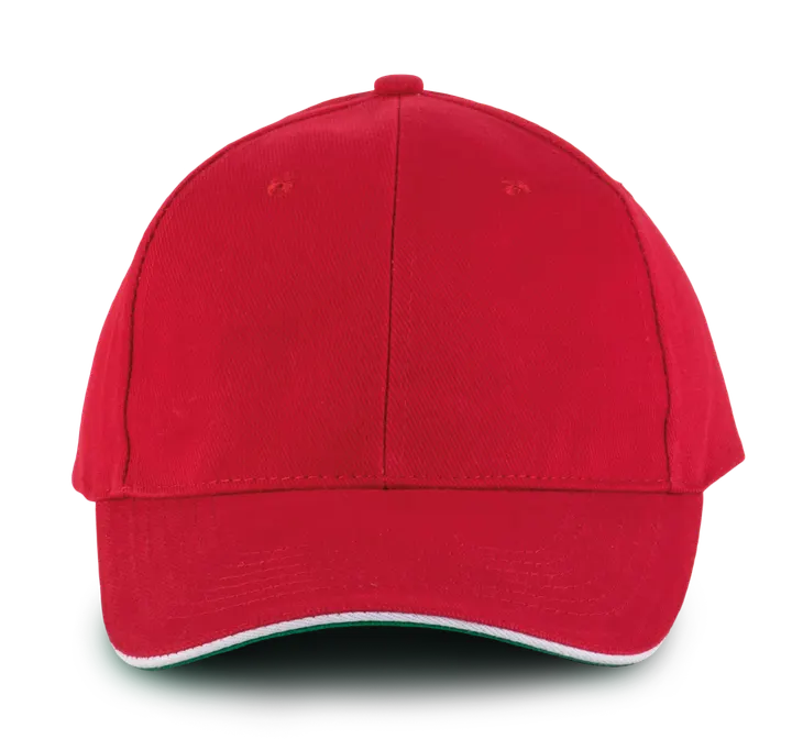Orlando - casquette 6 panneaux Red / White / Green