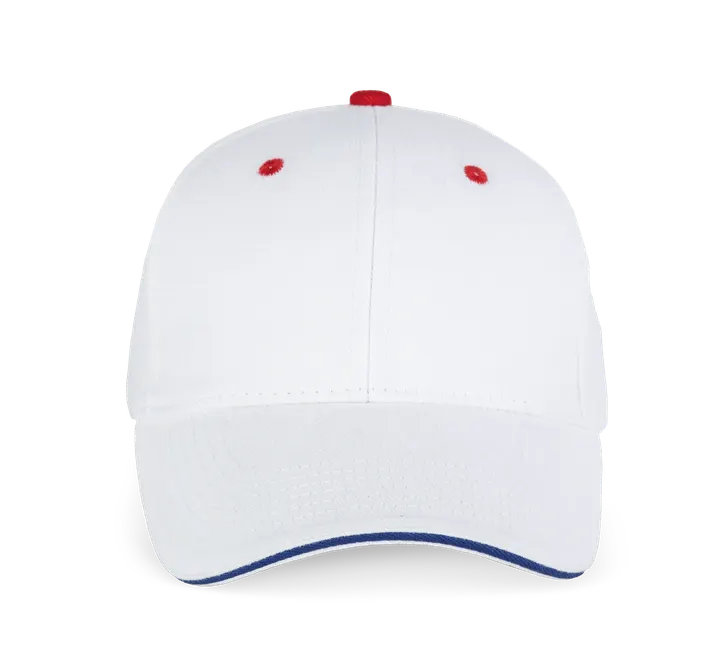 Orlando - casquette 6 panneaux White / Royal Blue / Red