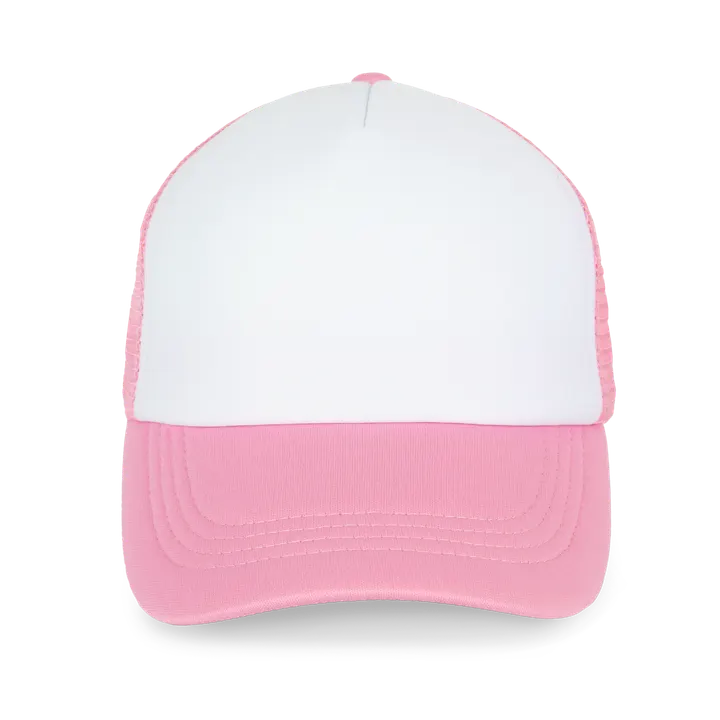5-Panel Trucker Kappe Mesh White / Aurora Pink