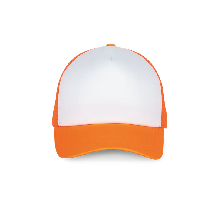 5-Panel Trucker Kappe Mesh White / Fluorescent Orange
