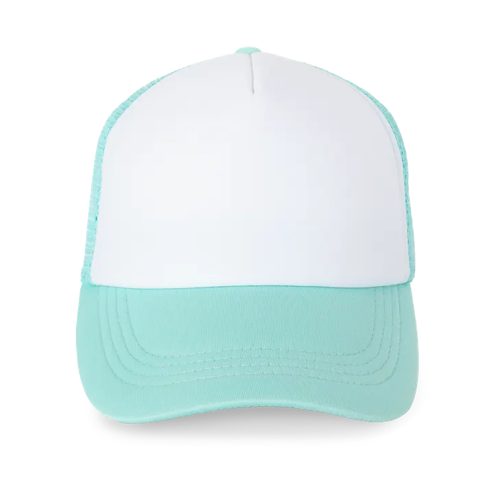 5-Panel Trucker Kappe Mesh White / Pastel Cyan