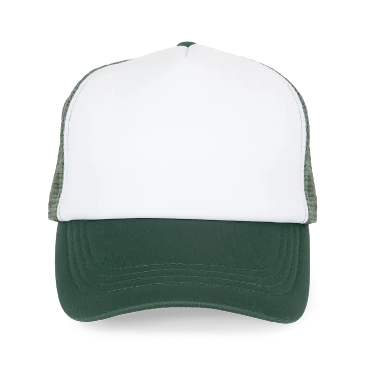 5-Panel Trucker Kappe Mesh White / Pineneedle Green