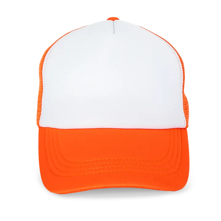 5-Panel Trucker Kappe Mesh White / Vermillon Orange