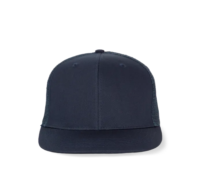 Trucker-Cap - 6-Panels-Kappe, Flachschirm Navy