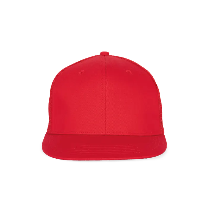 Trucker-Cap - 6-Panels-Kappe, Flachschirm Red