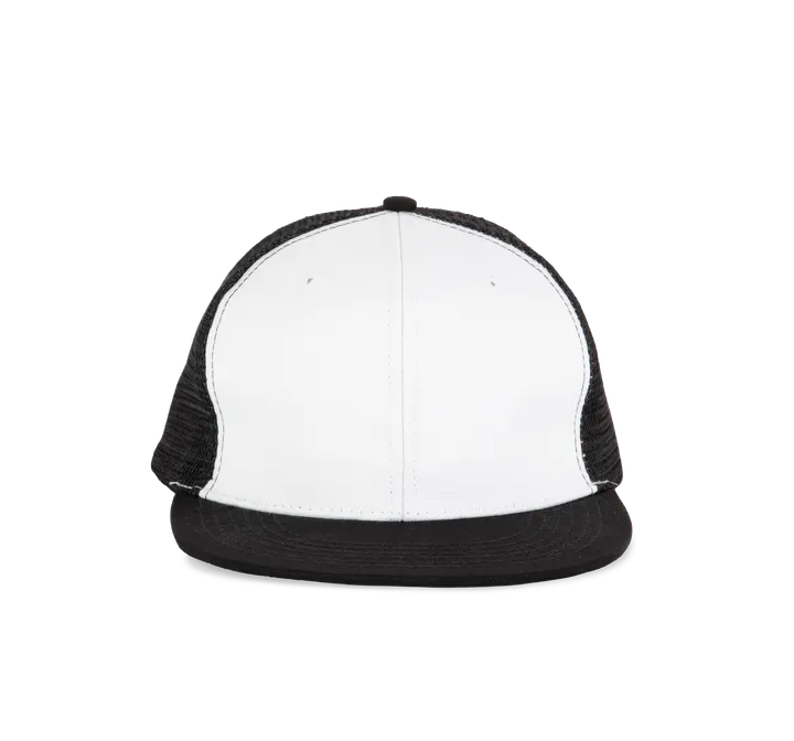 Trucker-Cap - 6-Panels-Kappe, Flachschirm White / Black